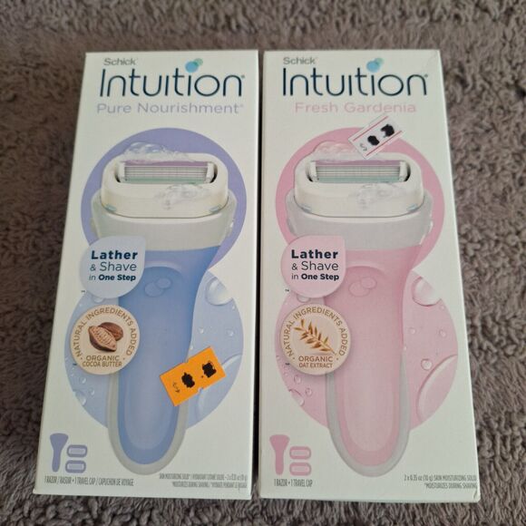 2 Pc Schick Intuition Fresh Gardenia /Pure Nourishment Lather & Shave One Step - Picture 1 of 11